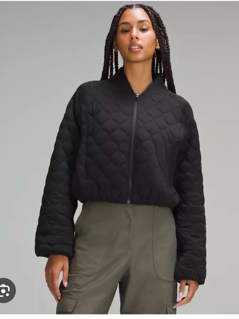 lululemon athletica Black Quilted Bomber Jacket